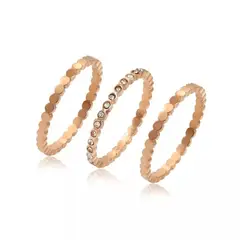 LUXURYJOYAS - Anillo Triple Baño Oro 18kt Circones Cúbicos Exclusivo