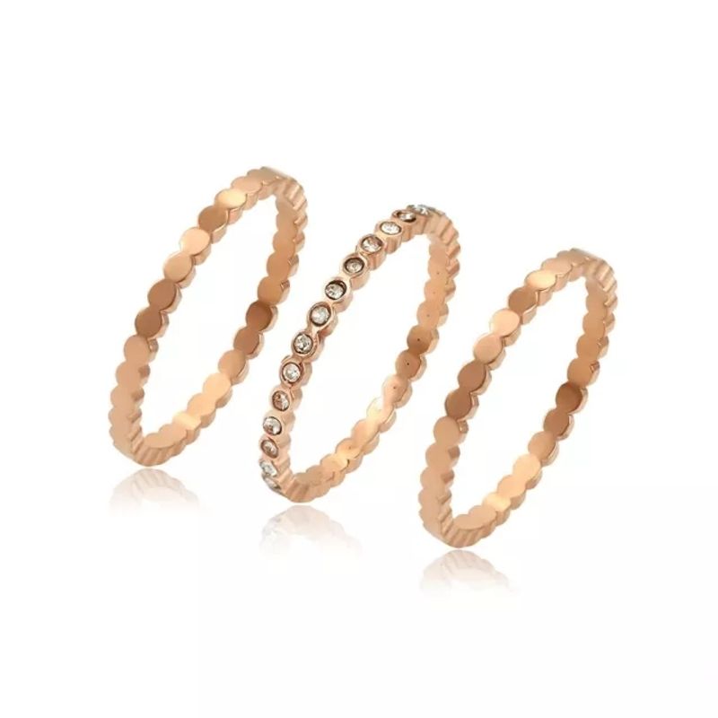 LUXURYJOYAS - Anillo Triple Baño Oro 18kt Circones Cúbicos Exclusivo