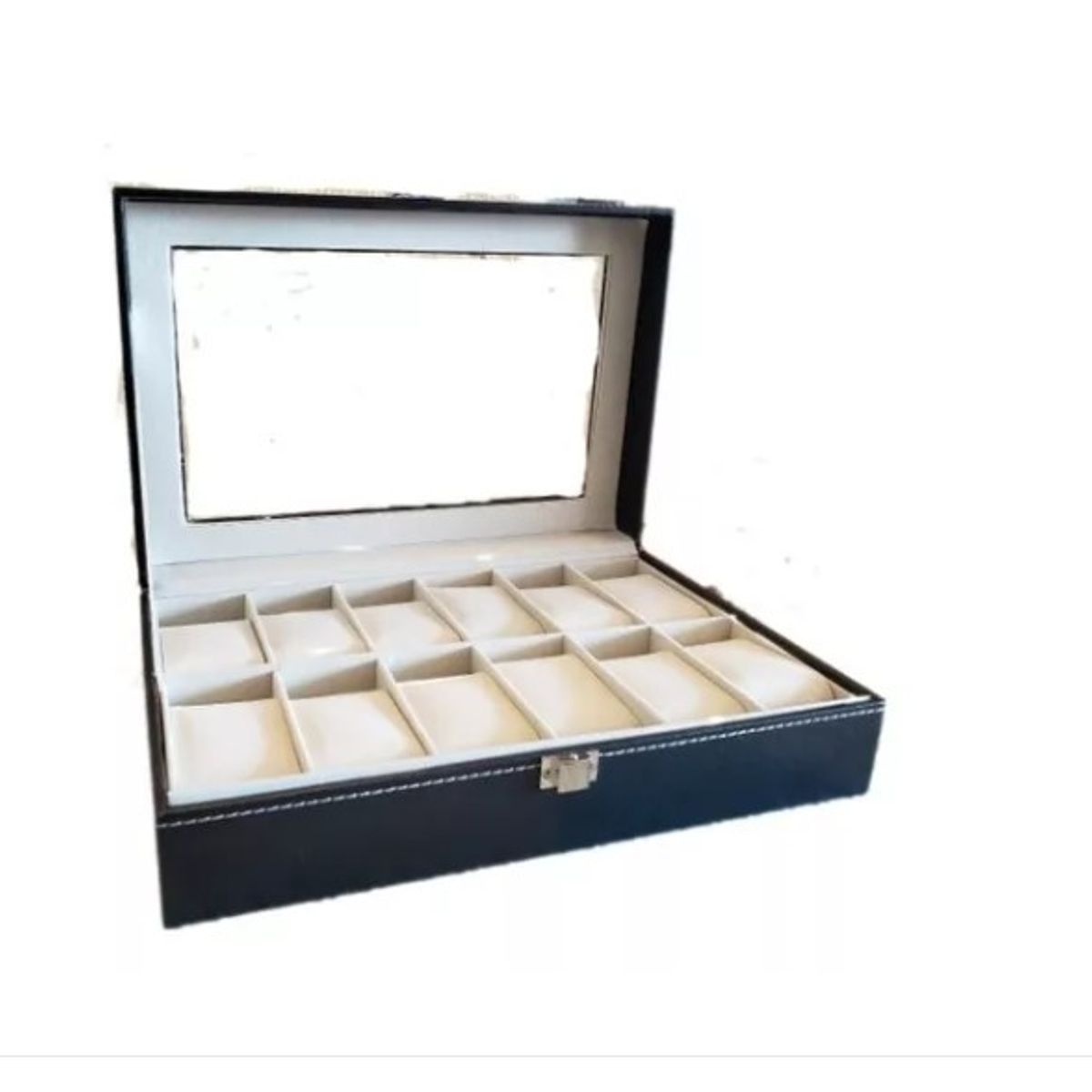 GENERICO - Organizador Para 12  Relojes Joyas Ecocuero Y Vidrio