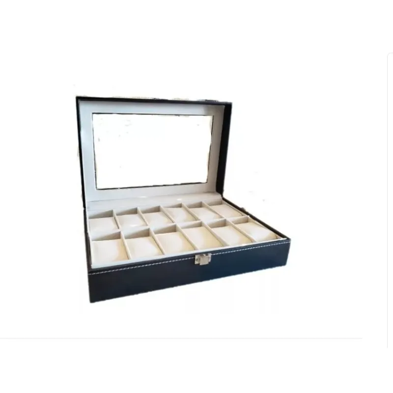 GENERICO - Organizador Para 12  Relojes Joyas Ecocuero Y Vidrio