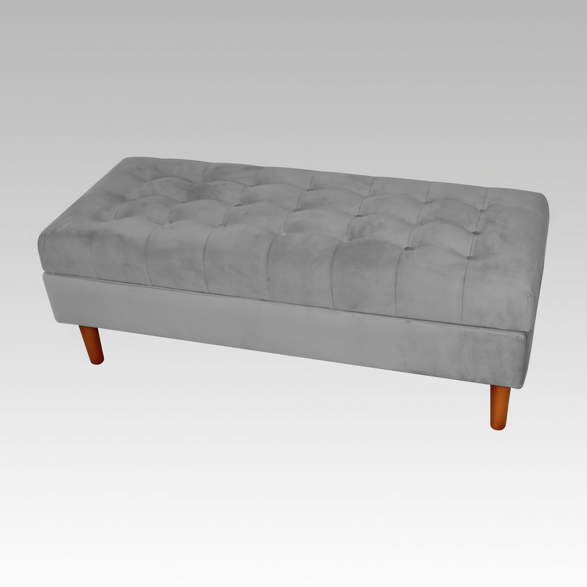 GENERICO - Banqueta Baúl Plana 21 Botones Oporto - Gris