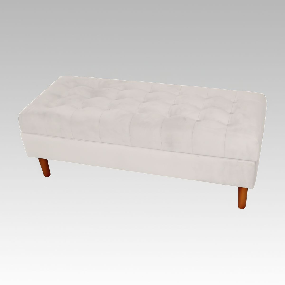 GENERICO - Banqueta Baúl Plana 21 Botones Oporto - Blanco