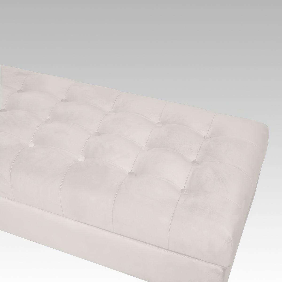 GENERICO - Banqueta Baúl Plana 21 Botones Oporto - Blanco