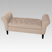 Banqueta Baúl Capitoné 21 Botones Lucerna - Beige