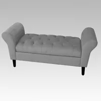 Banqueta Baúl Capitoné 21 Botones Lucerna - Gris