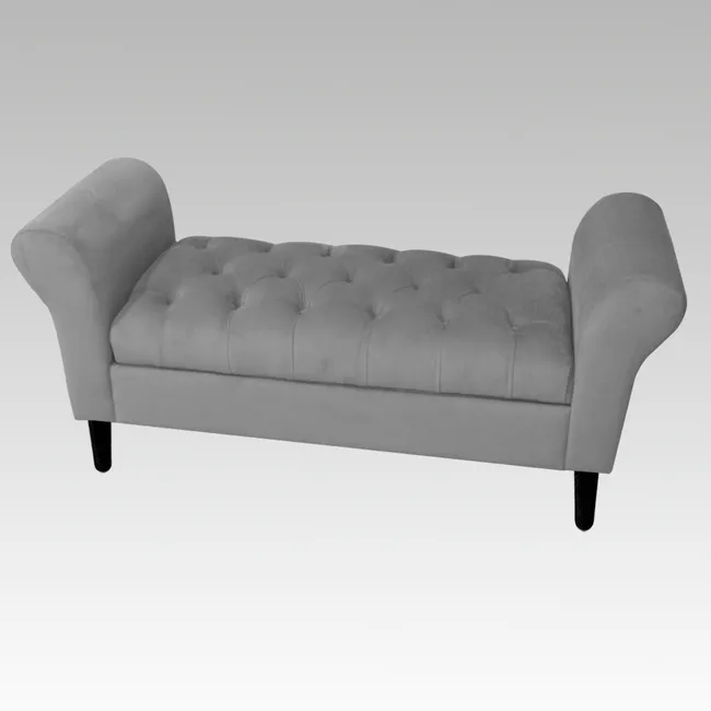 GENERICO - Banqueta Baúl Capitoné 21 Botones Lucerna - Gris