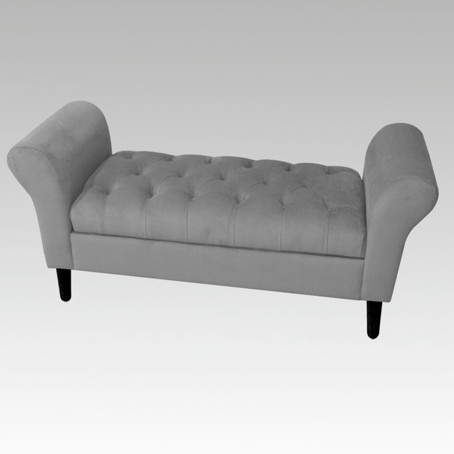 GENERICO - Banqueta Baúl Capitoné 21 Botones Lucerna - Gris