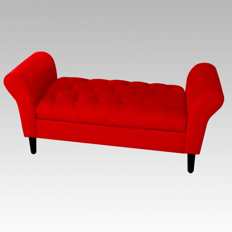 GENERICO - Banqueta Baúl Capitoné 21 Botones Lucerna - Rojo