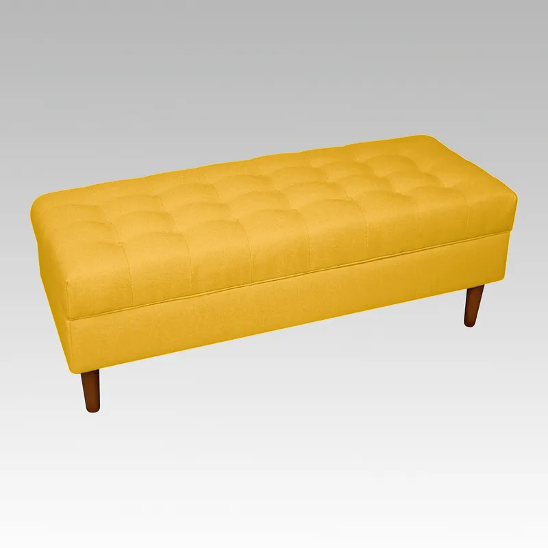 GENERICO - Banqueta Baúl Plana 21 Botones Lisboa - Amarillo