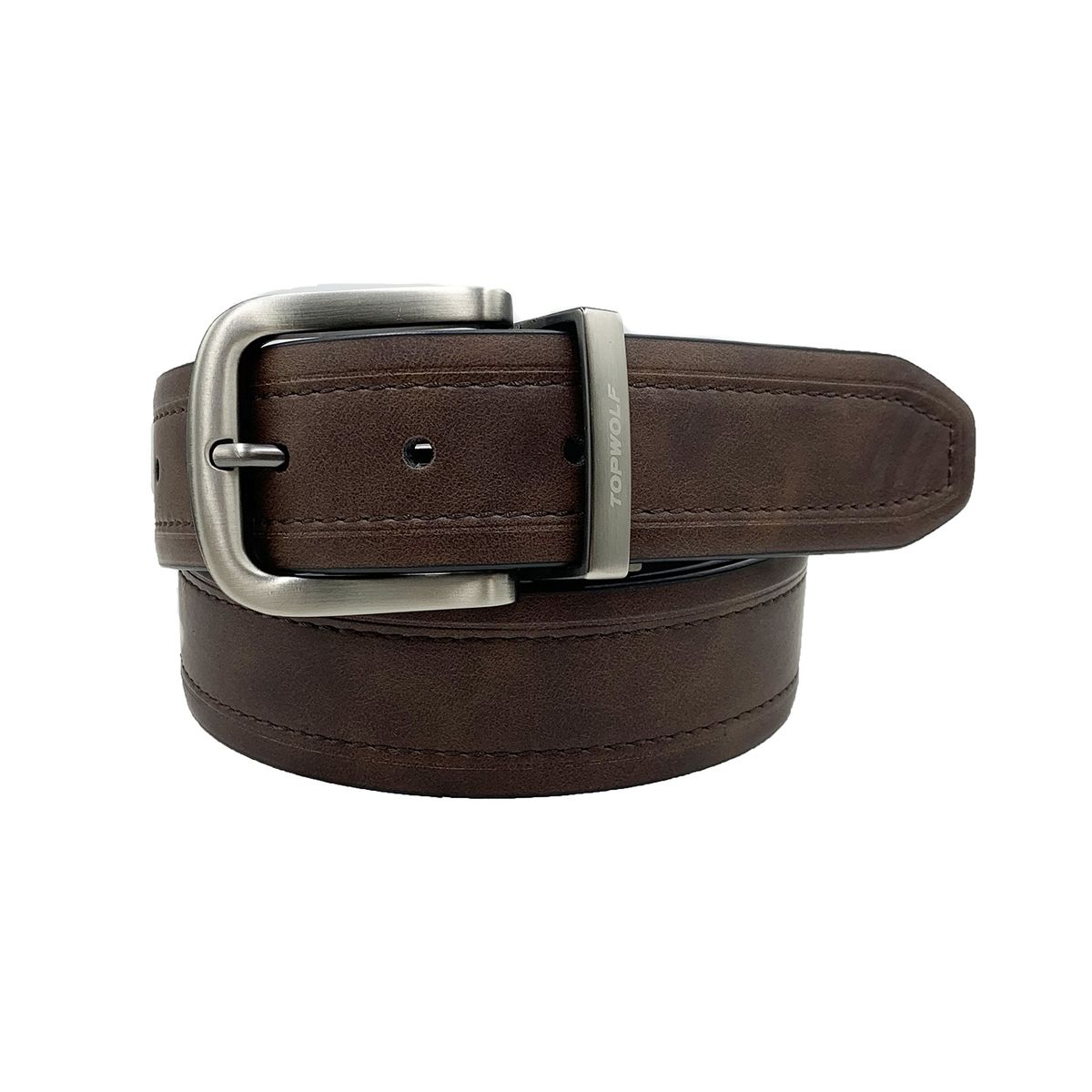 TOPWOLF - Cinturón Reversible Inglés Café Negro Ref19