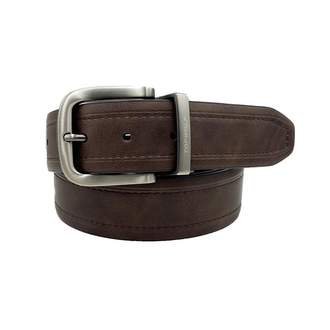 TOPWOLF - Cinturón Reversible Inglés Café Negro Ref19