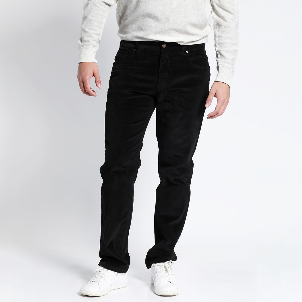 POTROS - Pantalon Cotelé Algodón Hombre 5 Bolsillos Negro POTROS