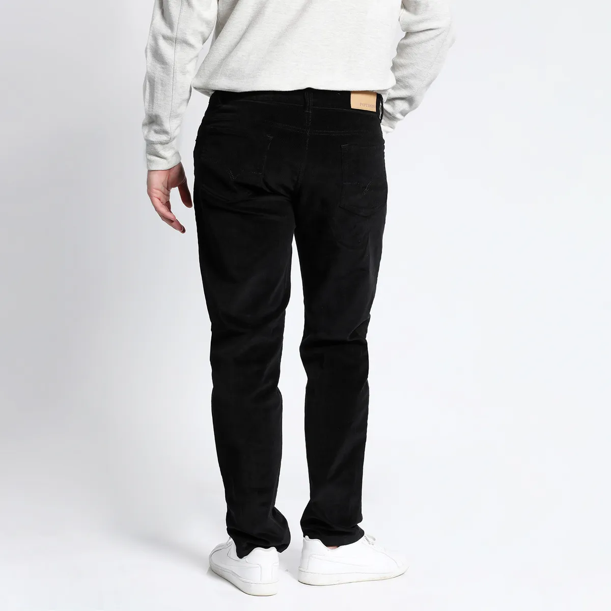 POTROS - Pantalon Cotelé Algodón Hombre 5 Bolsillos Negro POTROS