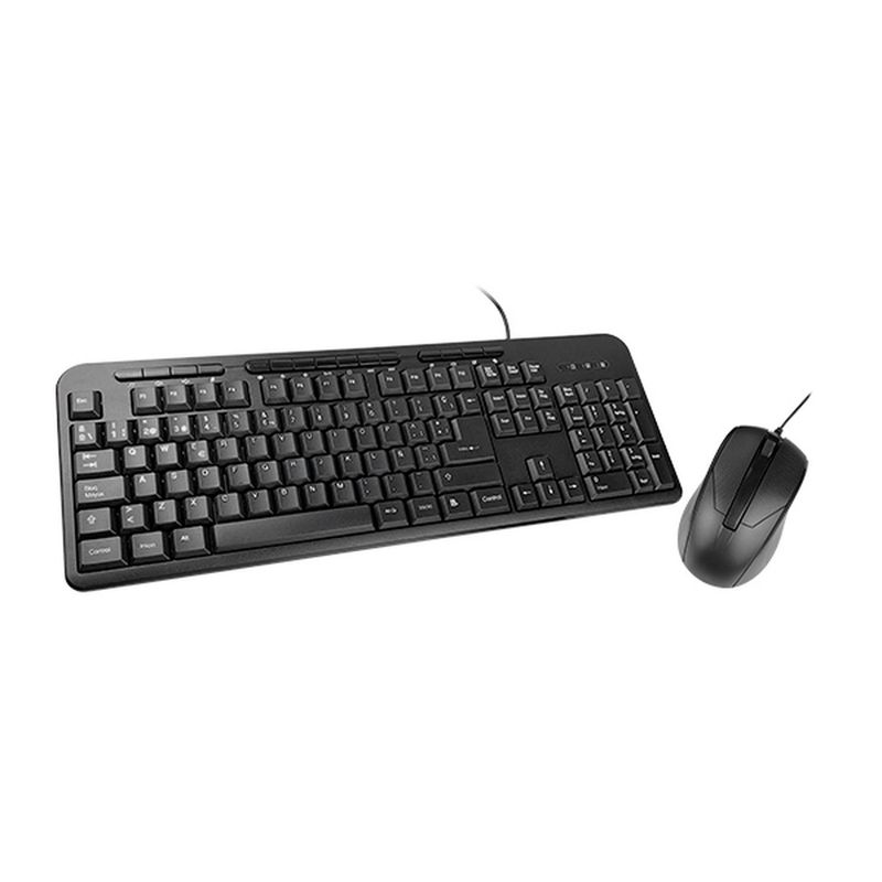 XTECH - Combo Teclado+Mouse c/Cable USB Español KlipXtreme XTK-301S Negro
