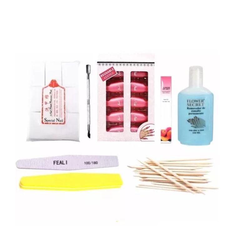 GENERICO - Kit 10 Pinzas/ Repujado/ Limas/ Aceite Cuticula/ Palitos #02