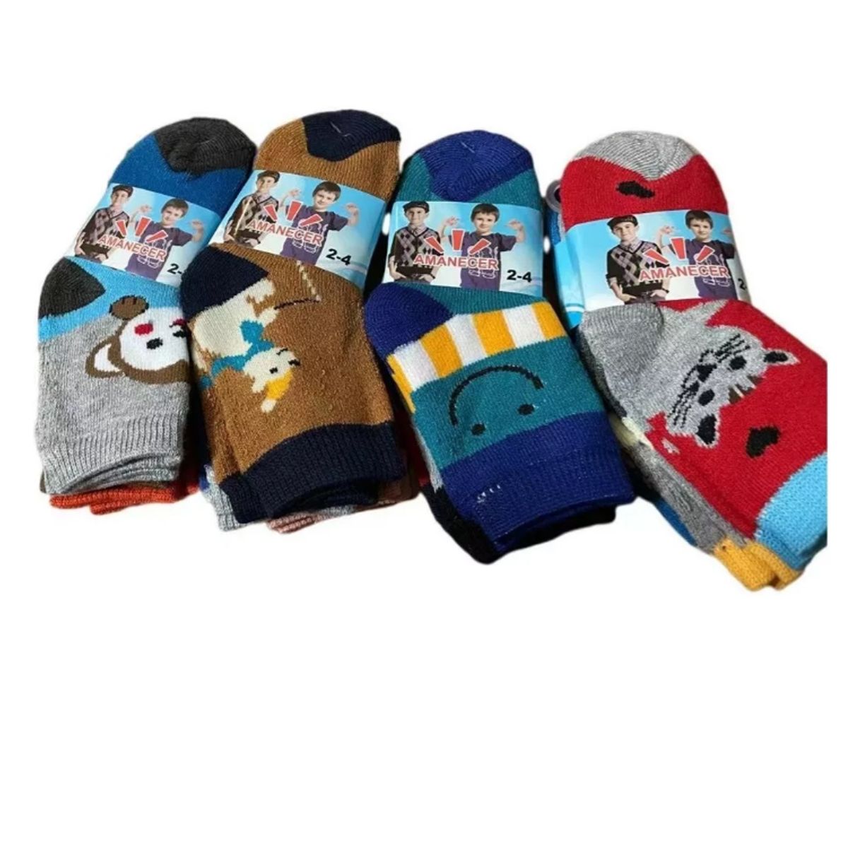 EVERSO - Pack 12 Calcetines De Niño Bambú Con Toalla Grueso 2 A 12