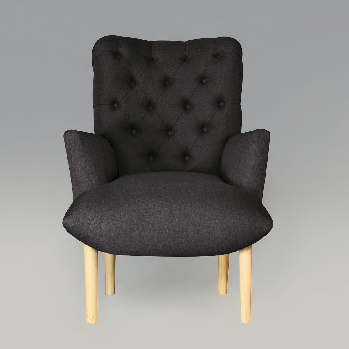 GENERICO - Poltrona Estilo Capitoné Cardiff - Gris oscuro