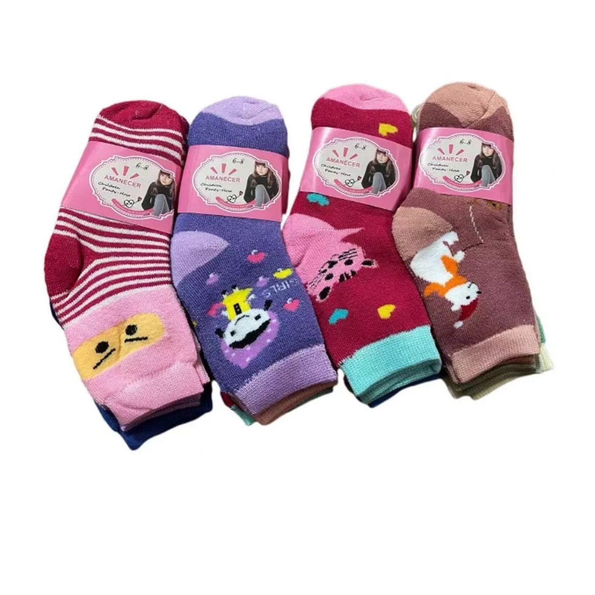 EVERSO - Pack 12 Calcetines De Niña Bambú Con Toalla Grueso 2 A 12