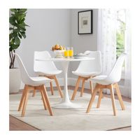 Comedor Tulip 80 Diametro con 4 Sillas Acolchadas