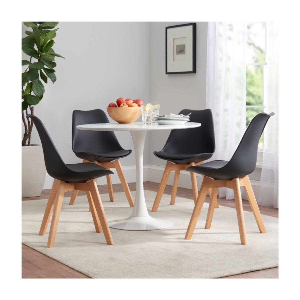 GENERICO - Comedor con 4 Sillas Redondo 80 Diametro