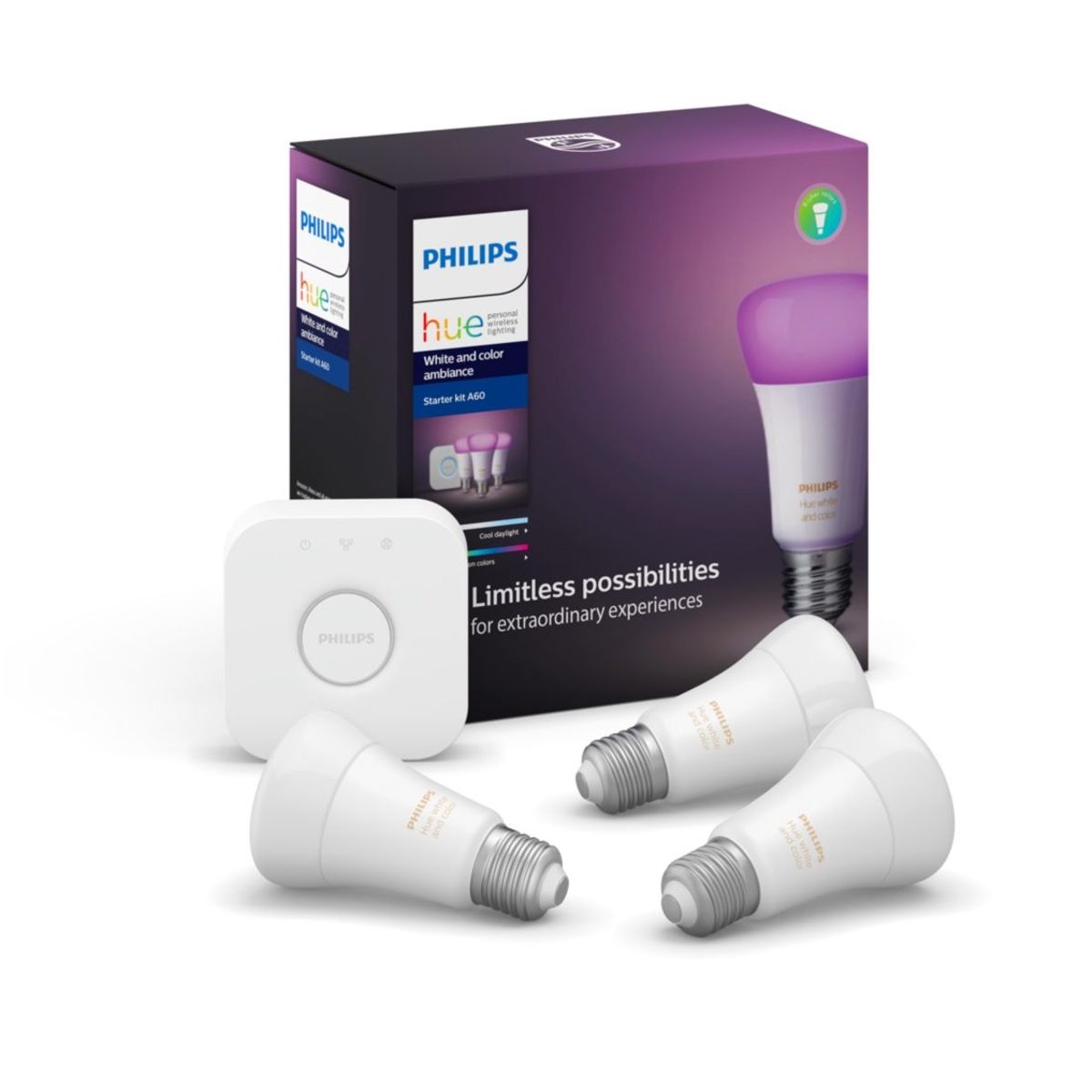 PHILIPS HUE - Kit Philips Hue 3 Ampolletas Led  800 LM BT + Bridge Zigbee