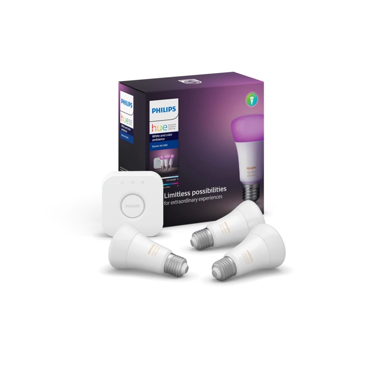 PHILIPS HUE - Kit Philips Hue 3 Ampolletas Led  800 LM BT + Bridge Zigbee