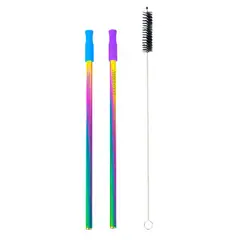 ECOVESSEL - Set 2 bombillas inox reutilizables color Morado.