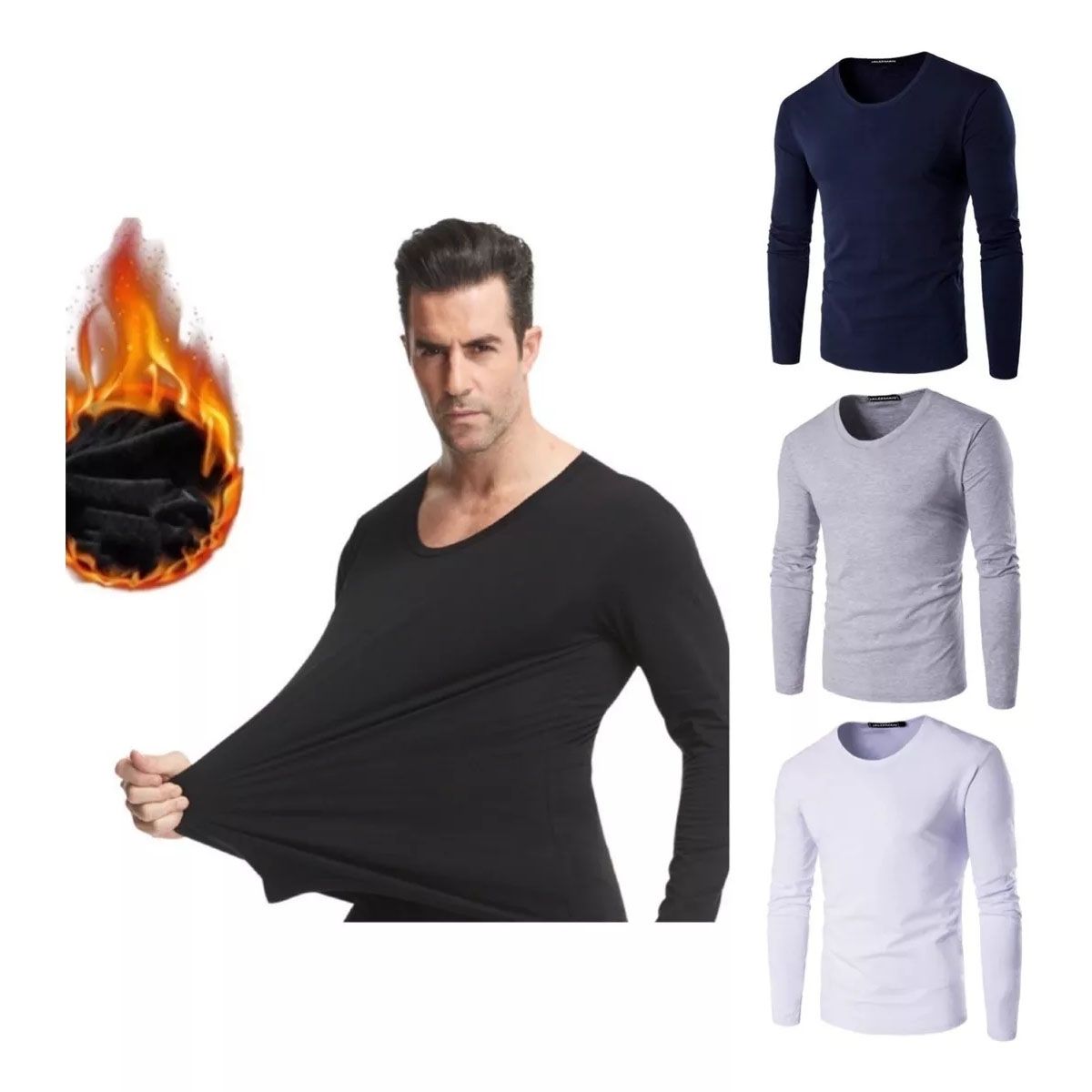 EVERSO - Pack 6 Camiseta Hombre Varón Bambú sin Polar