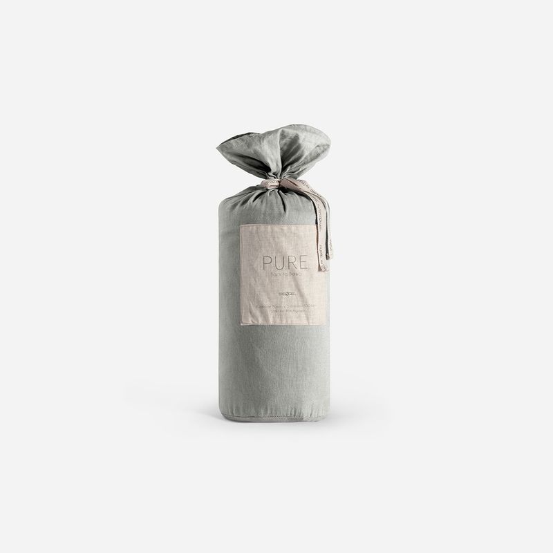 ROSEN - Funda Plumón Rosen Lino-Algodón Pure Liso Topo 1,5 Plazas