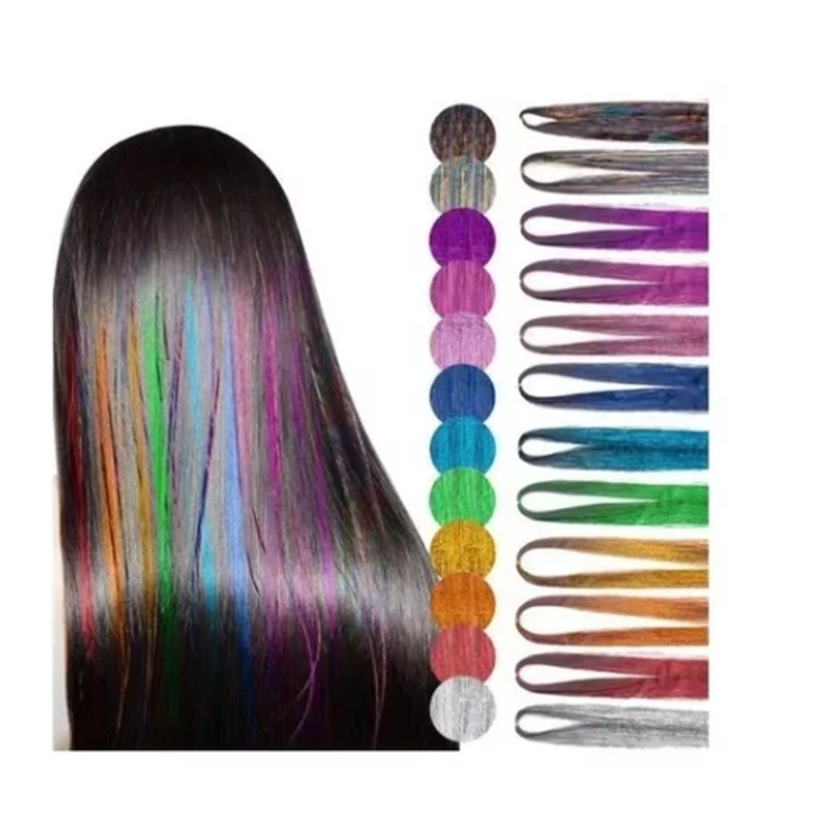 GENERICO - Tinsel Hair Extensiones Oropel Holográfico Cabello Brillante