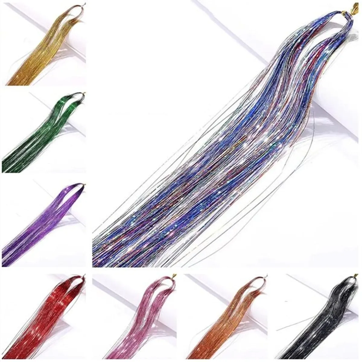 GENERICO - Tinsel Hair Extensiones Oropel Holográfico Cabello Brillante
