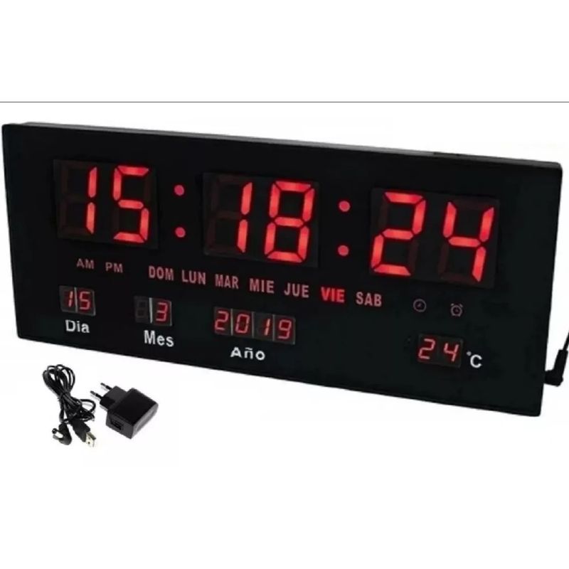 GENERICO - Reloj Mural Digital Led Con Termometro Y Alarma Melodías