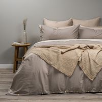 Funda Plumón Lino-Algodón Pure Liso Súper King Topo