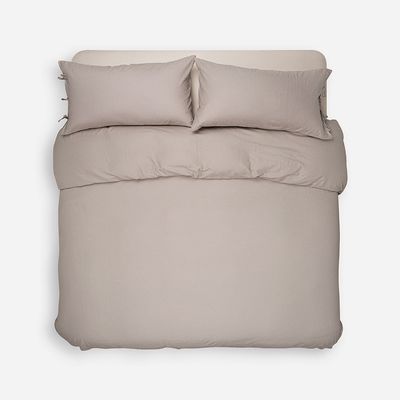 Imagen 2 del producto Funda Plumón Lino-Algodón Pure Liso Súper King Topo