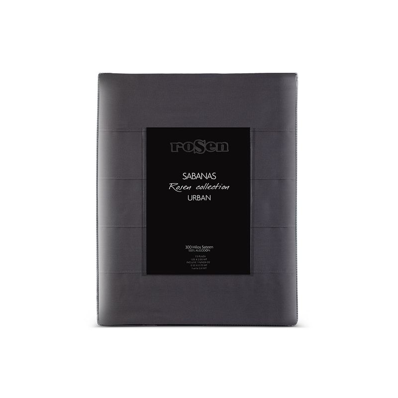 ROSEN - Sábana Rosen 300 Hilos Algodón Lisa Humo 1,5 Plazas