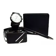 LISM - Set 4 Piezas Hombre Reloj Cartera Cinturón Bolígrafo 262286