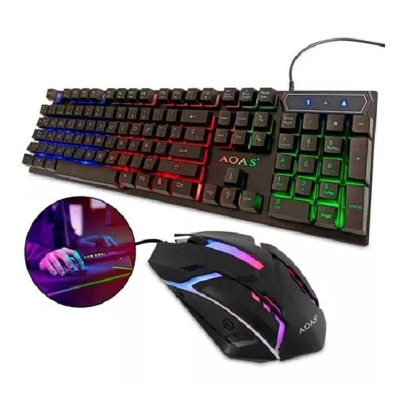 GENERICO - Pack Teclado + Mouse Kit Gamer Retroiluminado Led Rgb 66011