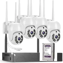 ARTIHOGAR - Kit 4 Cámaras Inalambricas Profesional Ip Audio 355º Con Disco Duro 1 Terabyte