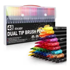 KUANGYE - Plumones Punta Pincel Brush 48 Colores Marcadores Lettering