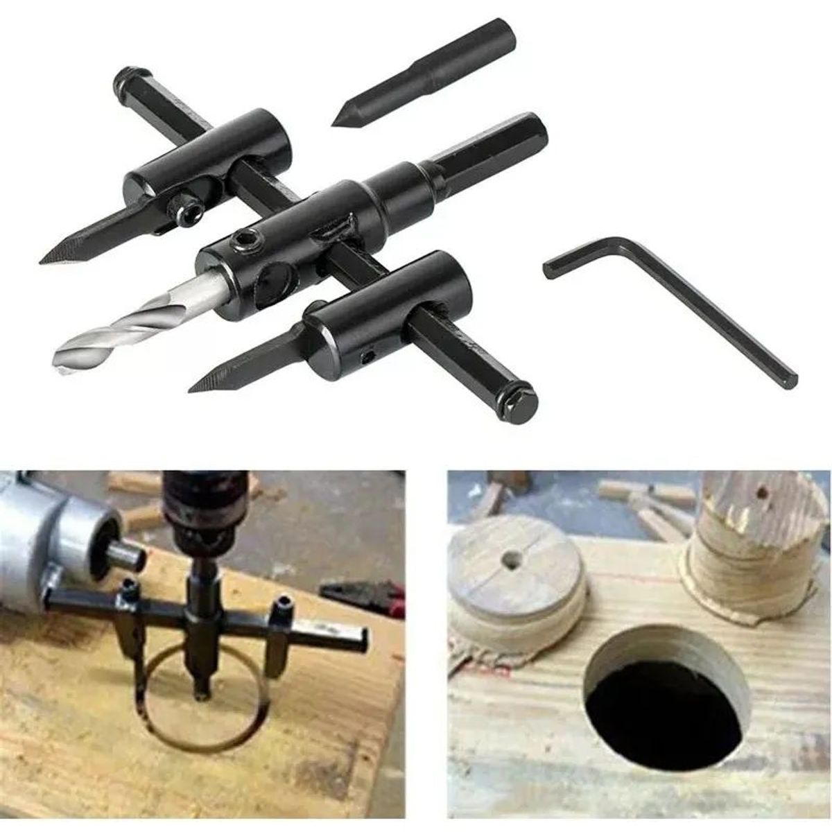 KUANGYE - Broca Cortadora Circular Ajustable Para Taladro 3 - 30 Cm