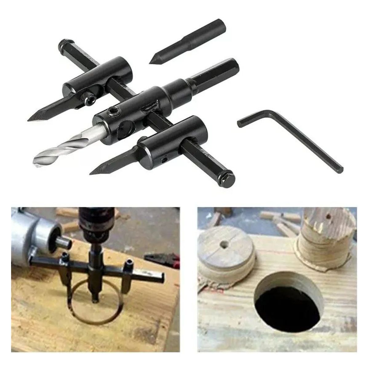 KUANGYE - Broca Cortadora Circular Ajustable Para Taladro 3 - 30 Cm