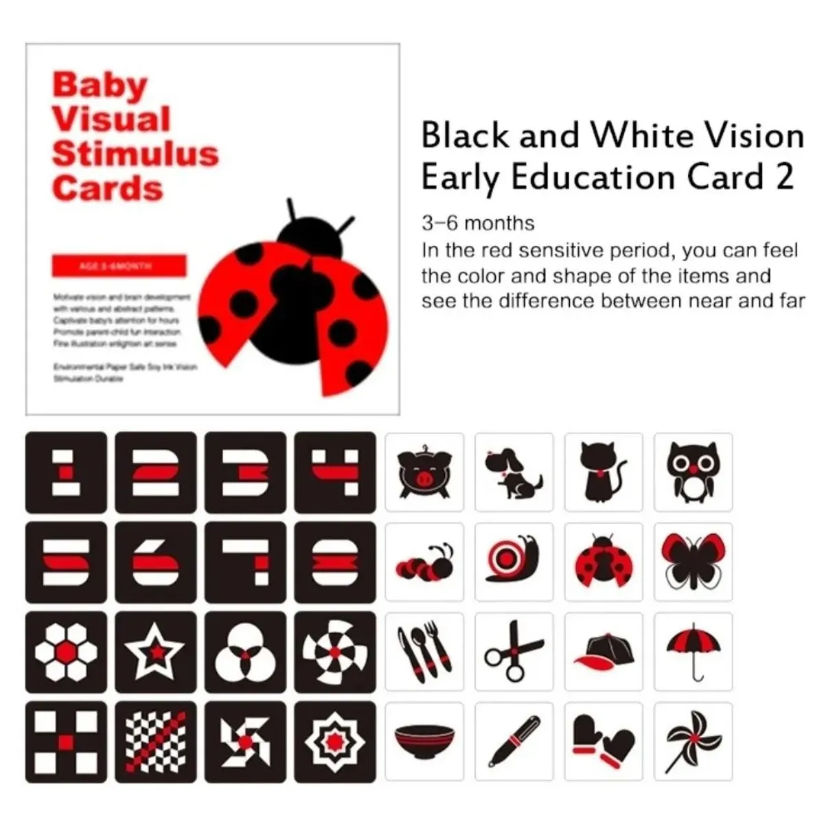 KUANGYE - Tarjetas Estimulación Visual Bebé Alto Contraste Sensorial