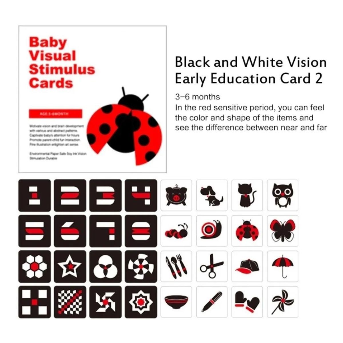 KUANGYE - Tarjetas Estimulación Visual Bebé Alto Contraste Sensorial