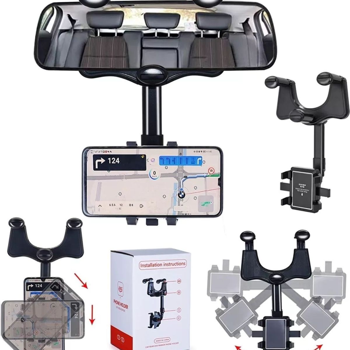 KUANGYE - Soporte Teléfono Auto Retráctil Giratorio 360° Kuangye