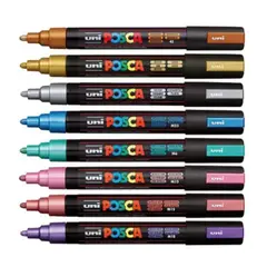 UNI POSCA - Marcadores Posca 5M Set 8 Colores Metálicos