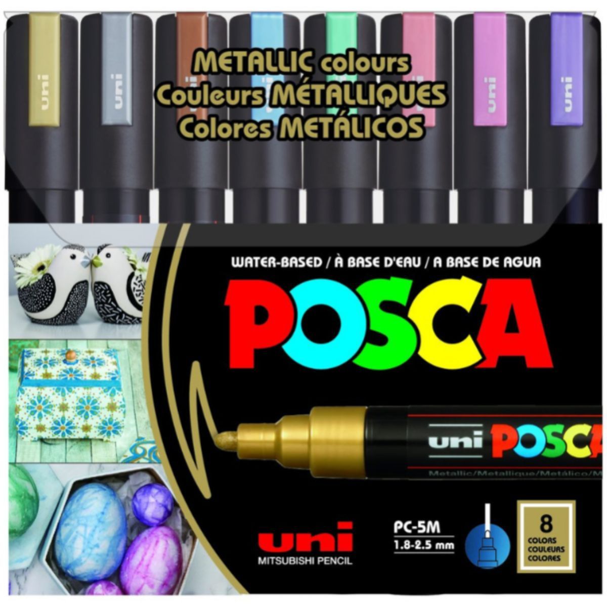 UNI POSCA - Marcadores Posca 5M Set 8 Colores Metálicos