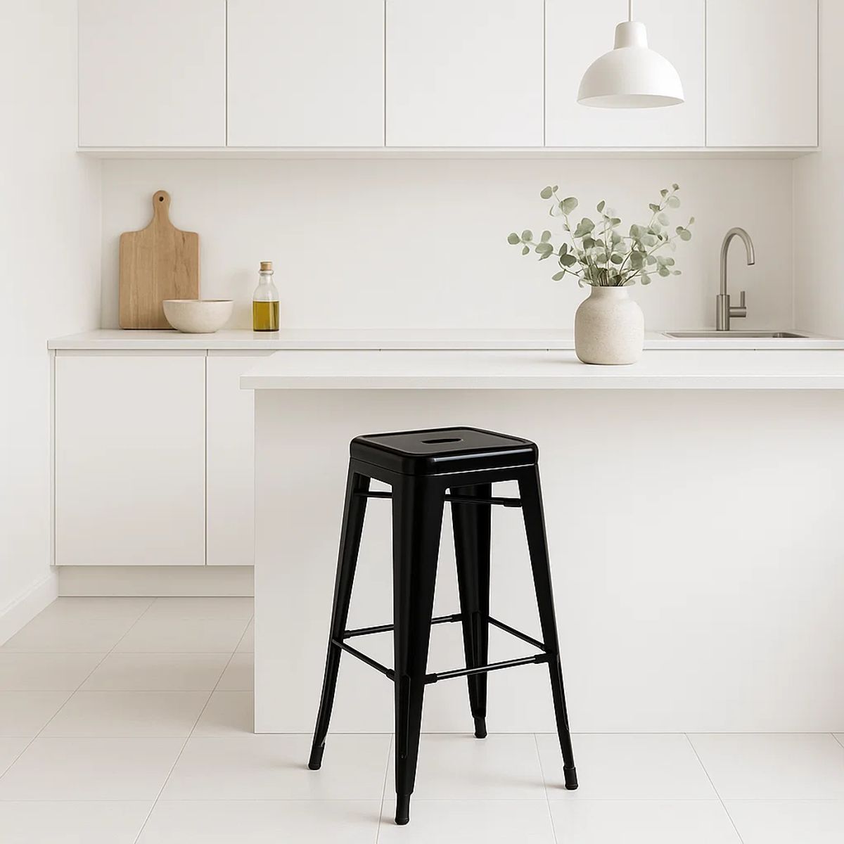 KLIK - Piso Taburete Tolix Alto para Bar o Terraza - Negro