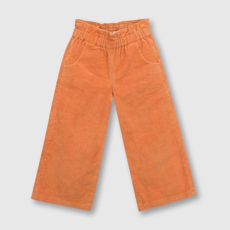 COLLOKY - Pantalón de niña cotele ancho cafe (2 a 12 años)
