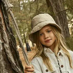 COLLOKY - Sombrero de niña Pescador acolchado beige (2 a 12 años)