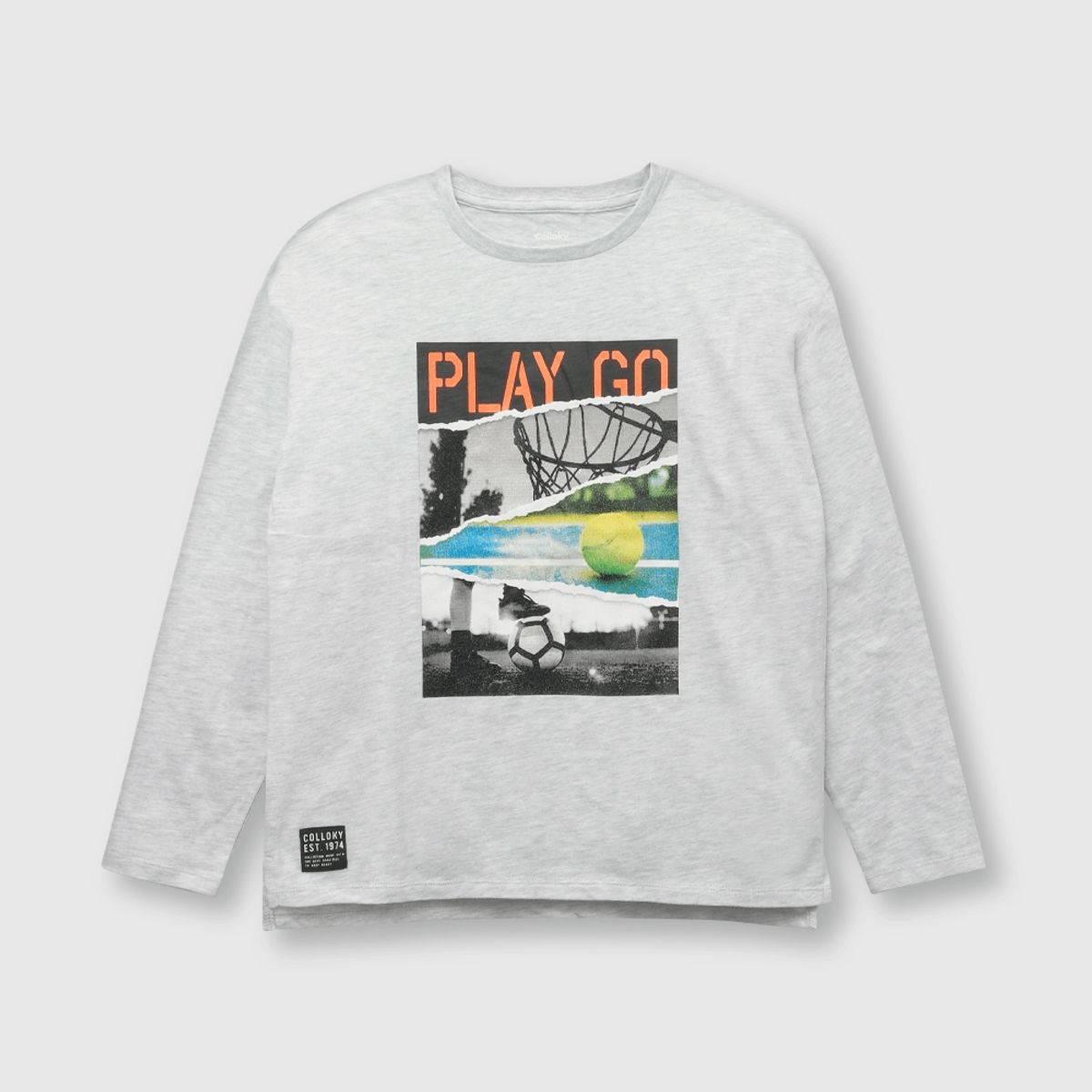 COLLOKY - Polera de niño deportes gris (2 a 12 años)._